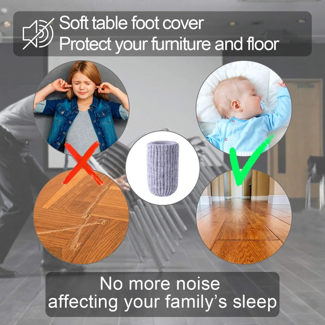 Alt view image 5 of 5 - 32 PCs Furniture Leg Socks - High Elastic Knitted Chair Leg Floor Protectors, Thickening Gray Chair Leg Covers Set, Move Easily and Reduce Noise (Pack of 2)