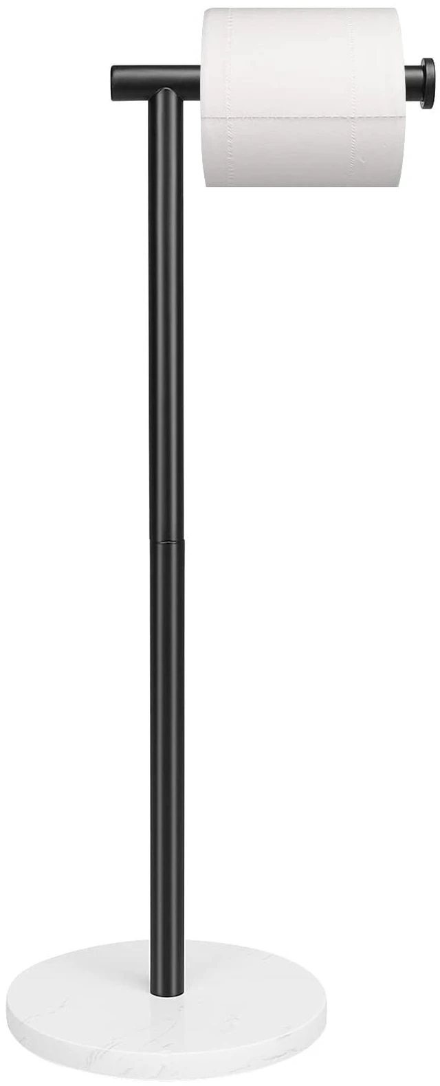 Main image of Bath Toilet Paper Holder Stand- Modern Tissue Roll Holder Standing with Balanced Base, Rustproof Toilet Roll Holder for Bathroom/Kitchen Countertop (Matte Black, Marble Base)