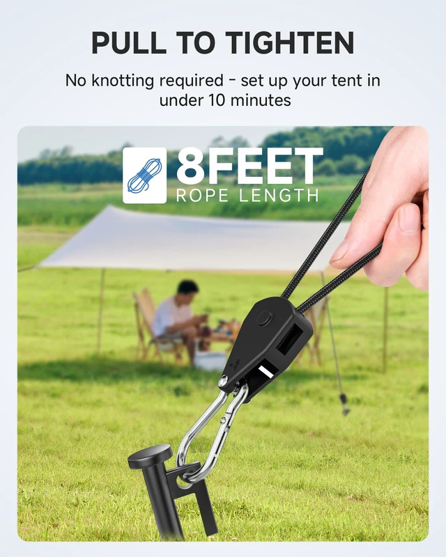 Alt view image 3 of 7 - Rope Tie Downs Small Ratchet Straps, Adjustable Grow Light Hangers 12-Pack of 1/8" 8FT 75LB Load Capacity, Smooth Ratcheting Quick Release, Rust-Resistant for Hanging & Various Tie-Down Uses
