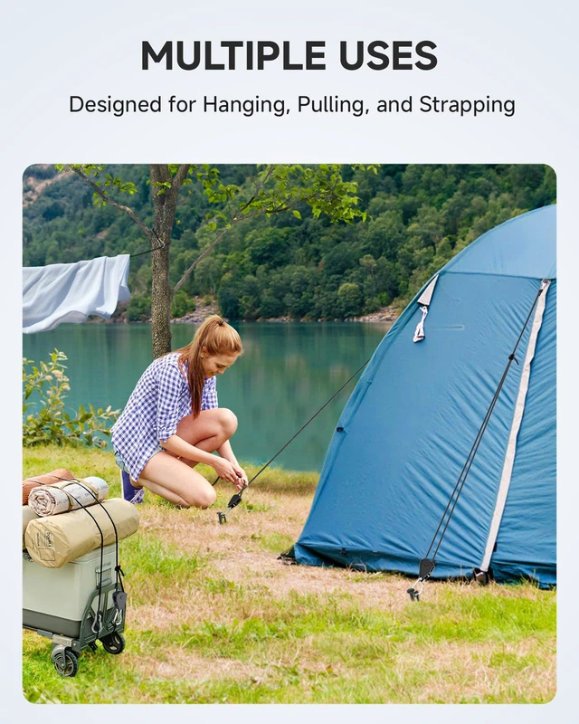 Alt view image 5 of 7 - Rope Tie Downs Small Ratchet Straps, Adjustable Grow Light Hangers 12-Pack of 1/8" 8FT 75LB Load Capacity, Smooth Ratcheting Quick Release, Rust-Resistant for Hanging & Various Tie-Down Uses