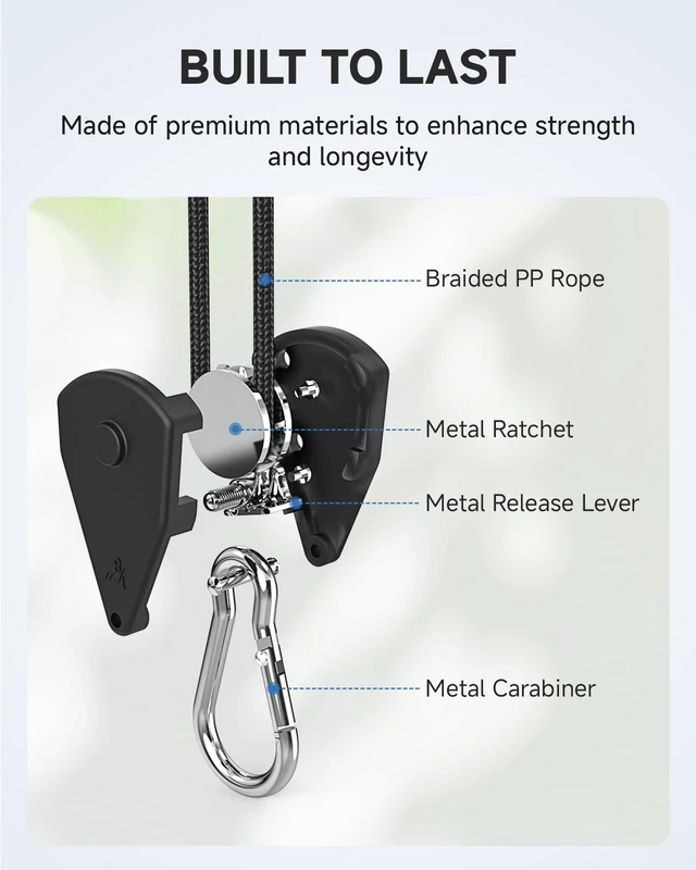 Alt view image 6 of 7 - Rope Tie Downs Small Ratchet Straps, Adjustable Grow Light Hangers 12-Pack of 1/8" 8FT 75LB Load Capacity, Smooth Ratcheting Quick Release, Rust-Resistant for Hanging & Various Tie-Down Uses