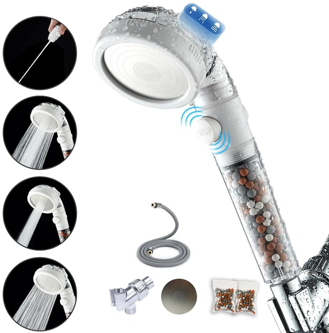 Main image of Filtered Shower Head with Handheld - High Pressure Mineral ShowerHead with Filters for Hard Water - Reduces Dry Itchy Skin, Easy Instal, 4 Modes, Water Saving, Durable, Detachable anti blocking