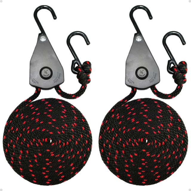 Main image of Rope Tie Downs Small Ratchet Straps, Adjustable Grow Light Hangers 2-Pack of 3/8" 10FT 250LB Load Capacity, Smooth Ratcheting Quick Release, Rust-Resistant for Hanging & Various Tie-Down Uses