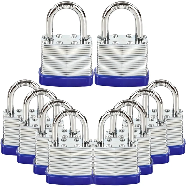 Main image of ® Heavy Duty Outdoor Padlock, Keyed-Alike, Hardened Steel Shackle for Gate Shed Fence Truck Toolbox Locker Lock Body All Weather 1-9/16", 10PC Padlock with 20 Same Key, Hardened Steel Shackle