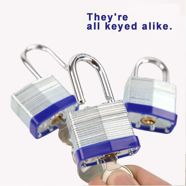 Alt view image 5 of 7 - ® Heavy Duty Outdoor Padlock, Keyed-Alike, Hardened Steel Shackle for Gate Shed Fence Truck Toolbox Locker Lock Body All Weather 1-9/16", 10PC Padlock with 20 Same Key, Hardened Steel Shackle
