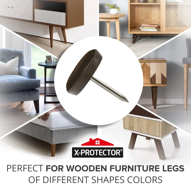 Alt view image 2 of 6 - Chair Glides 1" Furniture Glides 40 pcs (Brown) Nail-on Chair Sliders Premium Chair Leg Floor Protectors Slide Effortlessly with Chair Leg Pads That Protect Your Floor!