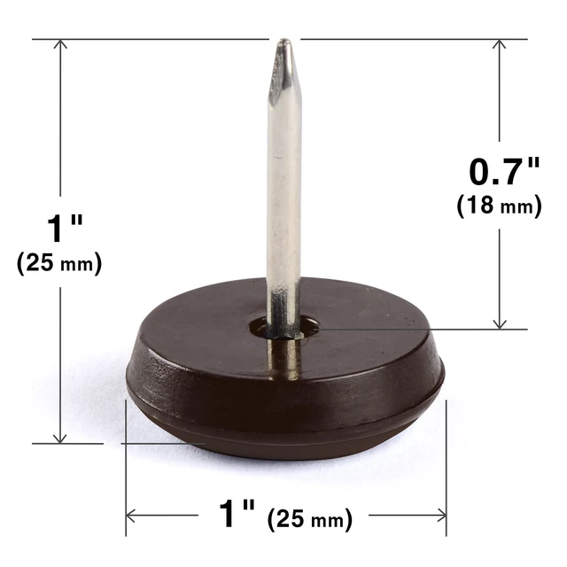 Alt view image 4 of 6 - Chair Glides 1" Furniture Glides 40 pcs (Brown) Nail-on Chair Sliders Premium Chair Leg Floor Protectors Slide Effortlessly with Chair Leg Pads That Protect Your Floor!