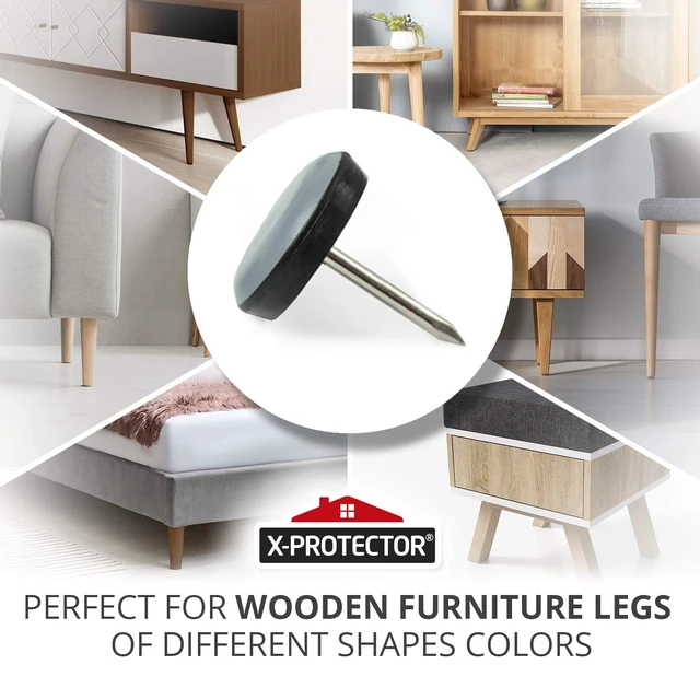 Alt view image 2 of 7 - Chair Glides 0.75" Furniture Glides 40 PCS Grey Nail-on Chair Sliders Premium Chair Leg Floor Protectors Slide Effortlessly with Leg Pads That Protect Your Floor!
