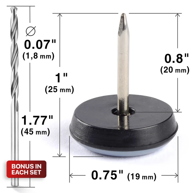 Alt view image 3 of 7 - Chair Glides 0.75" Furniture Glides 40 PCS Grey Nail-on Chair Sliders Premium Chair Leg Floor Protectors Slide Effortlessly with Leg Pads That Protect Your Floor!