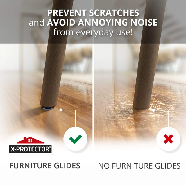 Alt view image 4 of 7 - Chair Glides 0.75" Furniture Glides 40 PCS Grey Nail-on Chair Sliders Premium Chair Leg Floor Protectors Slide Effortlessly with Leg Pads That Protect Your Floor!