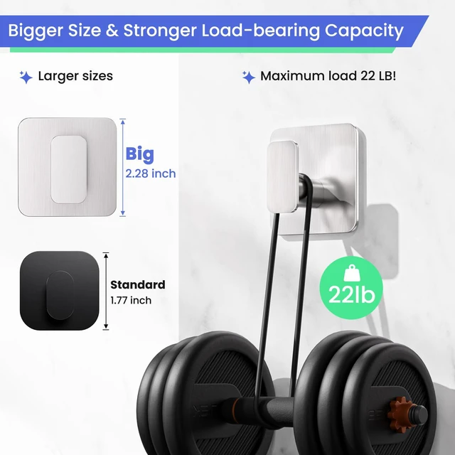 Alt view image 4 of 7 - Silver Hooks for Hanging Heavy Duty, Adhesive Hooks for Shower, Bathroom, Kitchen, Robe, Towel, Coat, Waterproof & Rustproof Hook for Walls No Damage, Sticky Wall Towel Hooks - 6 Pack