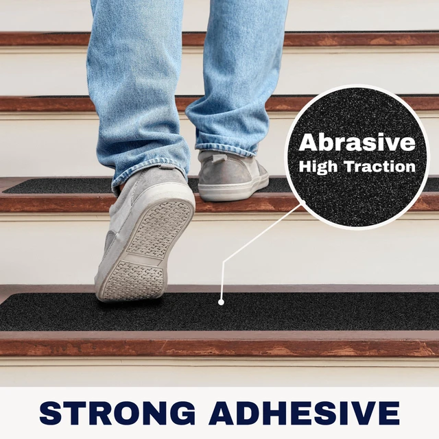 Alt view image 3 of 7 - Outdoor Stair Treads Non Slip 30" x 8" 8-Pack Waterproof 80-Grit Grip Strips for Wooden Steps Anti Slip & Anti Skid Step Treads by