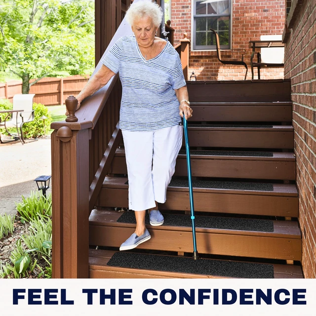 Alt view image 5 of 7 - Outdoor Stair Treads Non Slip 30" x 8" 8-Pack Waterproof 80-Grit Grip Strips for Wooden Steps Anti Slip & Anti Skid Step Treads by
