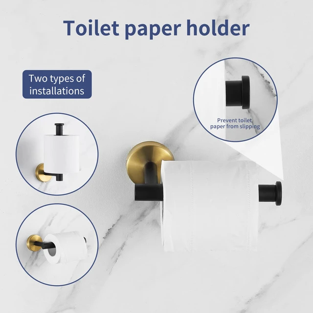 Alt view image 5 of 7 - 5 Pieces Bathroom Hardware Set Black Gold, Towel Rack Including 2pcs 16 inch Tower Bar, Towel Ring and 2 PCS Towel Hooks