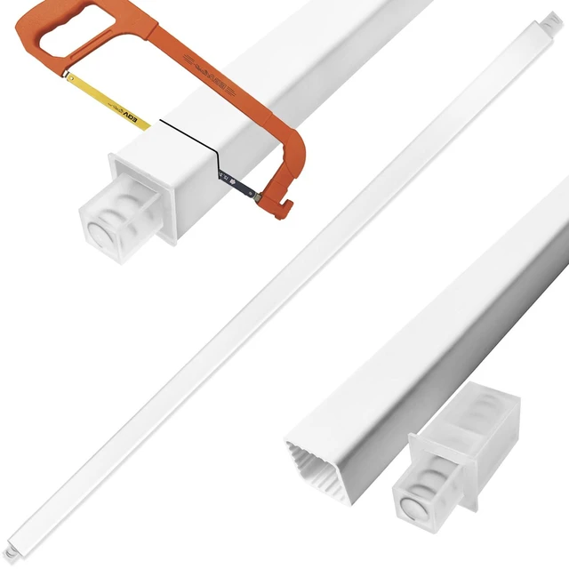 Main image of 24 Inch Adjustable Towel Bar Replacement Rod with Spring End for Bathroom White Plastic Towel Rod for Ceramic Holder, Wall Mounted Towel Bars for Bathroom and Kitchen,Rental Vintage Bathroom Friendly