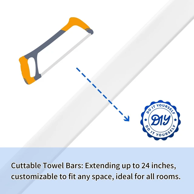 Alt view image 3 of 5 - 24 Inch Adjustable Towel Bar Replacement Rod with Spring End for Bathroom White Plastic Towel Rod for Ceramic Holder, Wall Mounted Towel Bars for Bathroom and Kitchen,Rental Vintage Bathroom Friendly