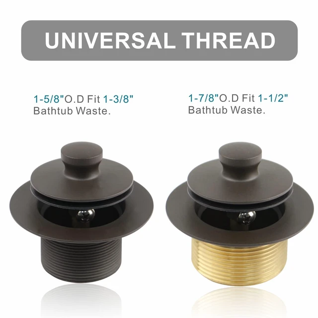 Alt view image 4 of 6 - Oil Rubbed Bronze Tub Drain and 1 Hole Faceplate Overflow Bath Kit Universal Lift & Turn, Fine/Coarse Thread Conversion Twist Trim Kit Assembly, Bronze, For 1-3/8" & 1-1/2" Bathroom Tub Drains