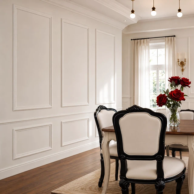 Alt view image 3 of 7 - Peel and Stick Wall Molding Kit,Pre Cut Accent Wainscoting Panels,24x54in 3 Sets,Self Adhesive,Paintable,PVC,Premade