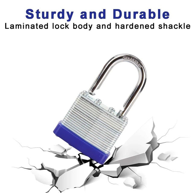 Alt view image 7 of 7 - ® Heavy Duty Outdoor Padlock, Keyed-Alike, Hardened Steel Shackle for Gate Shed Fence Truck Toolbox Locker Lock Body All Weather 1-9/16", 10PC Padlock with 20 Same Key, Hardened Steel Shackle