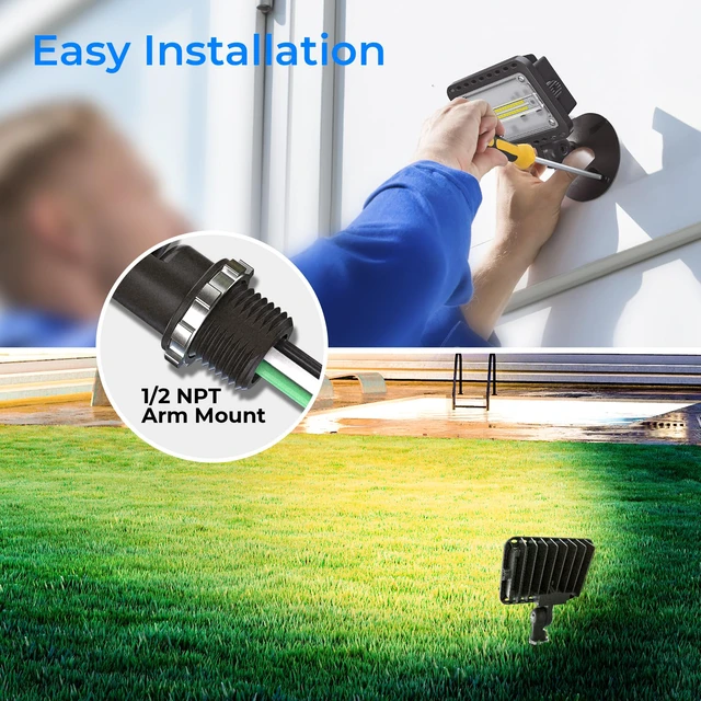Alt view image 3 of 7 - 20W 2800LM LED Flood Lights Outdoor, 3000K, UL Listed, 2 Pack IP65 Waterproof Exterior Security Wall Lighting with 180°Knuckle, 120V Outside Aluminum Fixture for Yard Patio Garage Doorway