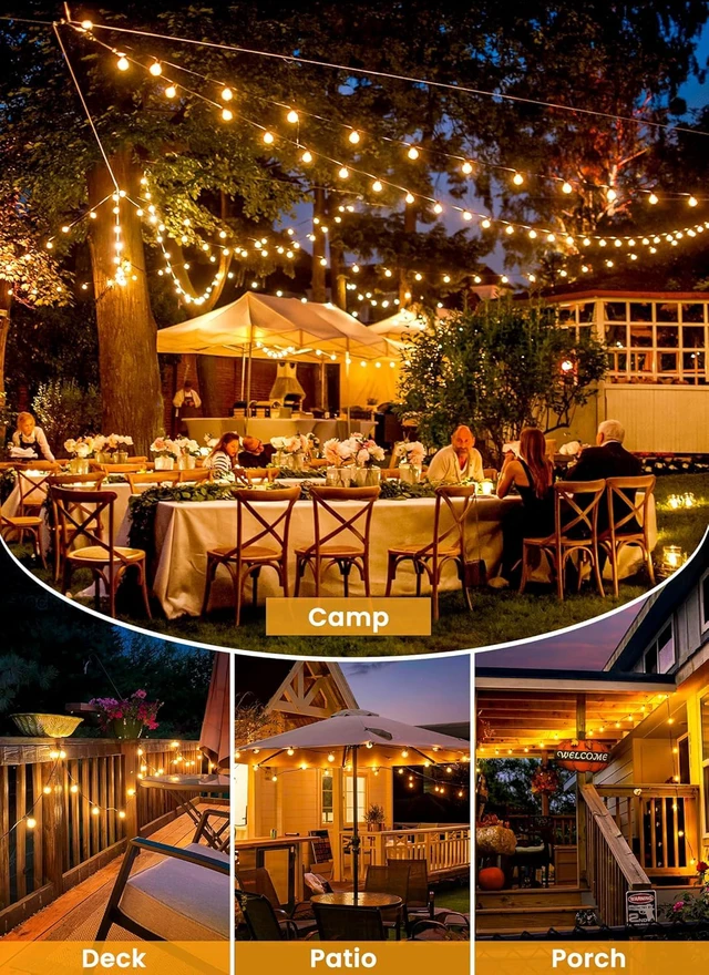 Alt view image 7 of 7 - 38FT 16 LED Solar String Lights Outdoor, 20h+ Runtime, USB Port Shatterproof Bulbs, Auto On-Off, Patio Lights Solar Powered with a Mount Clips for Camping Backyard Garden Decor