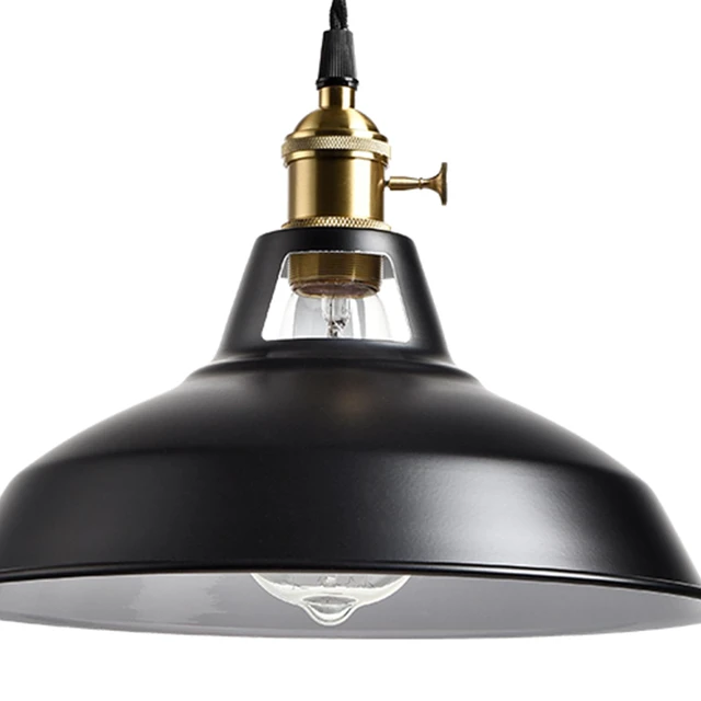 Alt view image 3 of 7 - Industrial Plug in Pendant Light, Black Farmhouse Barn Light 17ft Cord, E26 Swag Hanging Light Fixture for Kitchen Dining Room Bedroom Bar Cafe Restaurant Loft, Dual Switch