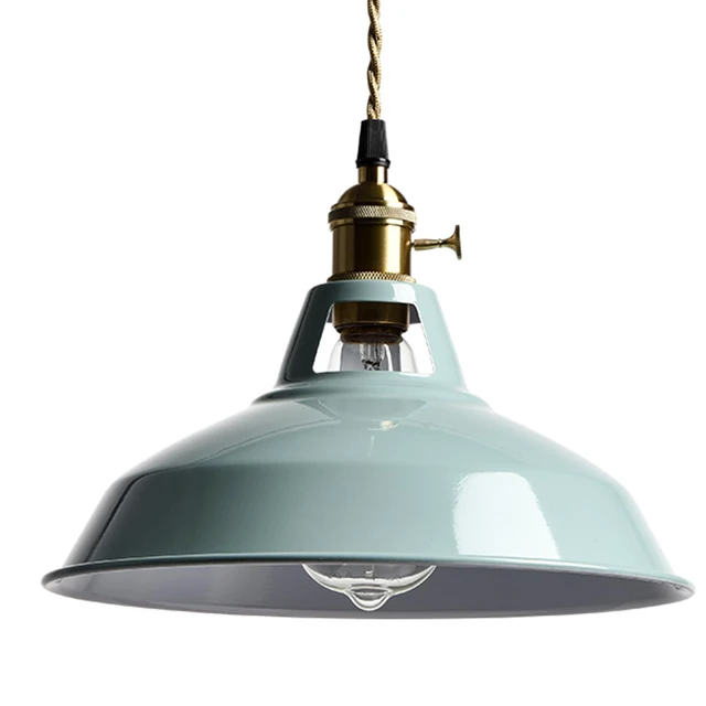 Alt view image 2 of 7 - Modern Macaron Plug-in Plendant Light,10.6-Inch Metal Barn Shade Swag Hanging Light Fixtures with Adjustable 17.06 Feet Plug Cord Pendant for Kitchen Bar Dining Bedroom,Sea Blue