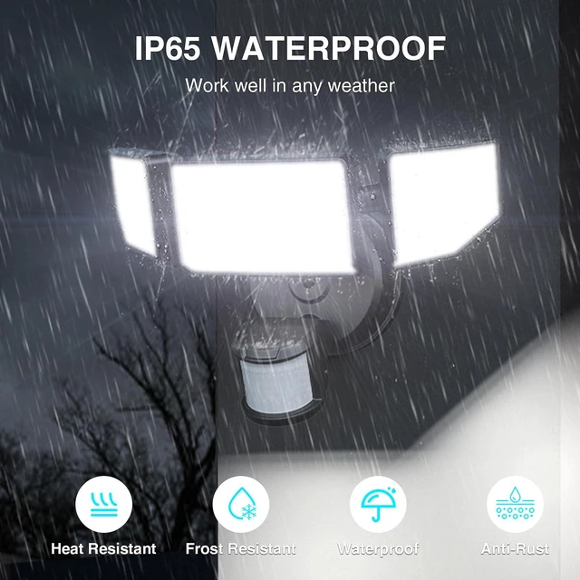 Alt view image 7 of 7 - 85W Motion Sensor Outdoor Light, 8500LM Ultra-Bright LED Security Light with 3 Adjustable Heads, IP65 Waterproof Dusk to Dawn Flood Light for Garage, Yard, and Driveway, 6500K Daylight, Black