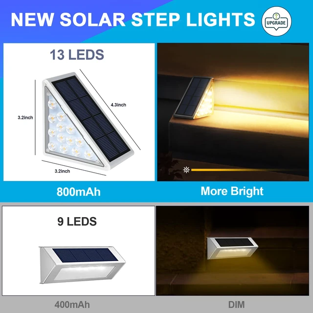 Alt view image 5 of 6 - LED Solar Step Lights Waterproof Outdoor Stair Lights, Warm White Solar Deck Light IP67 Solar Decoration Lights for Yard, Patio, Garden, Walkways, Front Door, Pathway, Driveway, Porch 2PK