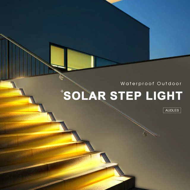 Alt view image 6 of 6 - LED Solar Step Lights Waterproof Outdoor Stair Lights, Warm White Solar Deck Light IP67 Solar Decoration Lights for Yard, Patio, Garden, Walkways, Front Door, Pathway, Driveway, Porch 2PK