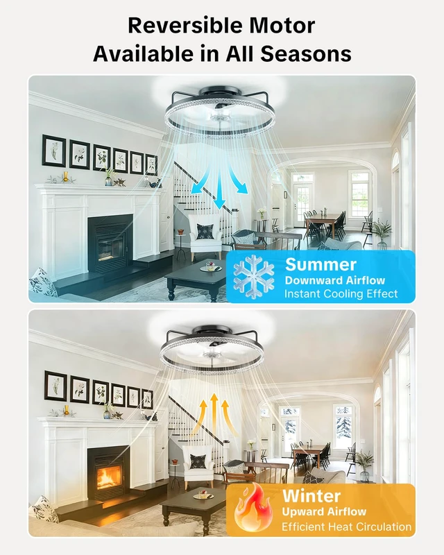 Alt view image 3 of 7 - Ceiling Fan with Lights and Remote, 20in Modern Ceiling Fans 3000K-6500K Smart Ceiling Fans with Lights, Low Profile Flush Mount Ceiling Fan with Light, Quiet Ceiling Fan for Bedroom