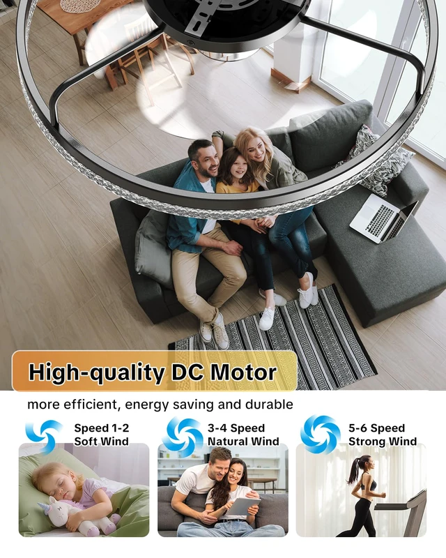 Alt view image 4 of 7 - Ceiling Fan with Lights and Remote, 20in Modern Ceiling Fans 3000K-6500K Smart Ceiling Fans with Lights, Low Profile Flush Mount Ceiling Fan with Light, Quiet Ceiling Fan for Bedroom