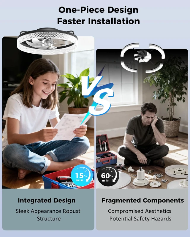 Alt view image 5 of 7 - Ceiling Fan with Lights and Remote, 20in Modern Ceiling Fans 3000K-6500K Smart Ceiling Fans with Lights, Low Profile Flush Mount Ceiling Fan with Light, Quiet Ceiling Fan for Bedroom