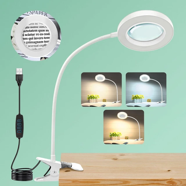 Main image of 10X Magnifying Glass with Light and Stand,Hands Free Clip on Magnifier Lamp 48 LED 3 Color Modes 12 Brightness, Flexible Gooseneck Desk Light for Reading Crafts Sewing Soldering Jewelry Repair