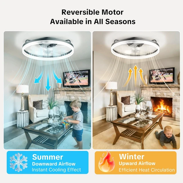 Alt view image 4 of 7 - Ceiling Fan with Lights and Remote, 20in Modern Ceiling Fans 3000K-6500K Smart Ceiling Fans with Lights, Low Profile Flush Mount Ceiling Fan with Light, Quiet Ceiling Fan for Bedroom
