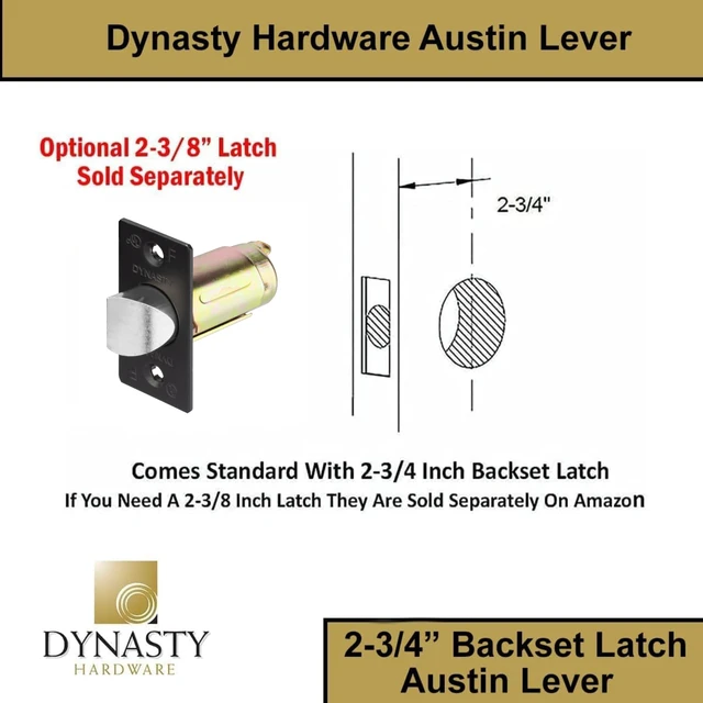 Alt view image 3 of 4 - Austin Passage Lever Set, ADA, Light Duty, Flat Black ADA Compliant Passage Door Lever Lockset For Hallway Or Closet Use, Non-Locking, Light Duty Construction, Model AUS-30-US19