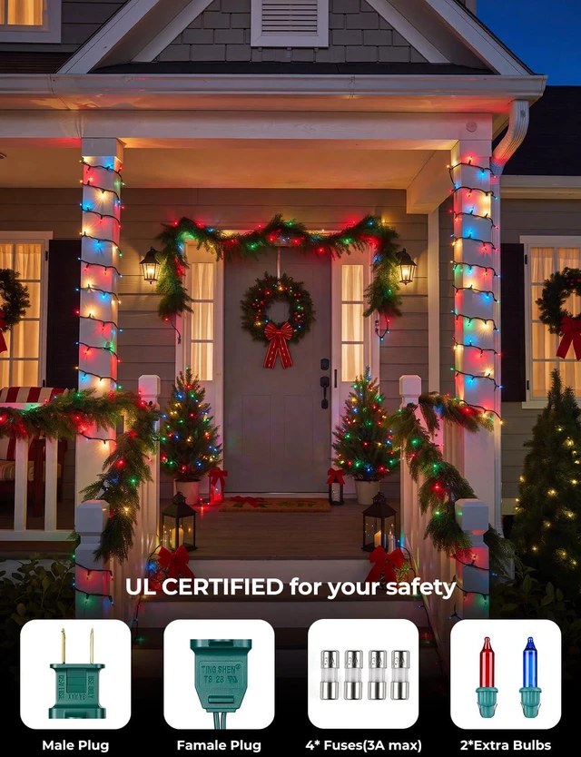 Alt view image 4 of 7 - Multi-Colored Christmas Lights, 40FT 200 Count Incandescent Mini String Lights, Connectable Waterproof Fairy Light Christmas Decorations for Indoor Outdoor Xmas Tree Garland Garden Patio Party Decor