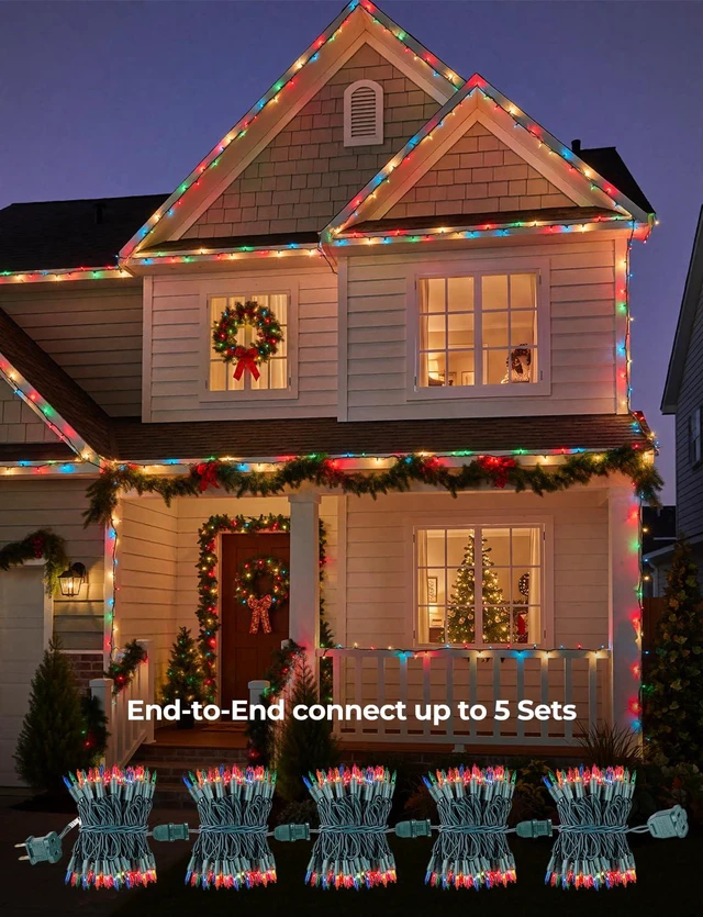 Alt view image 6 of 7 - Multi-Colored Christmas Lights, 40FT 200 Count Incandescent Mini String Lights, Connectable Waterproof Fairy Light Christmas Decorations for Indoor Outdoor Xmas Tree Garland Garden Patio Party Decor