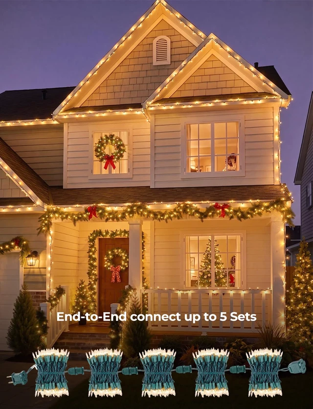 Alt view image 5 of 7 - Clear Christmas Lights, 40FT 200 Count Incandescent Mini String Lights, Connectable Waterproof Fairy Light Christmas Decorations for Indoor Outdoor Xmas Tree Garland Garden Patio Party Wedding Decor