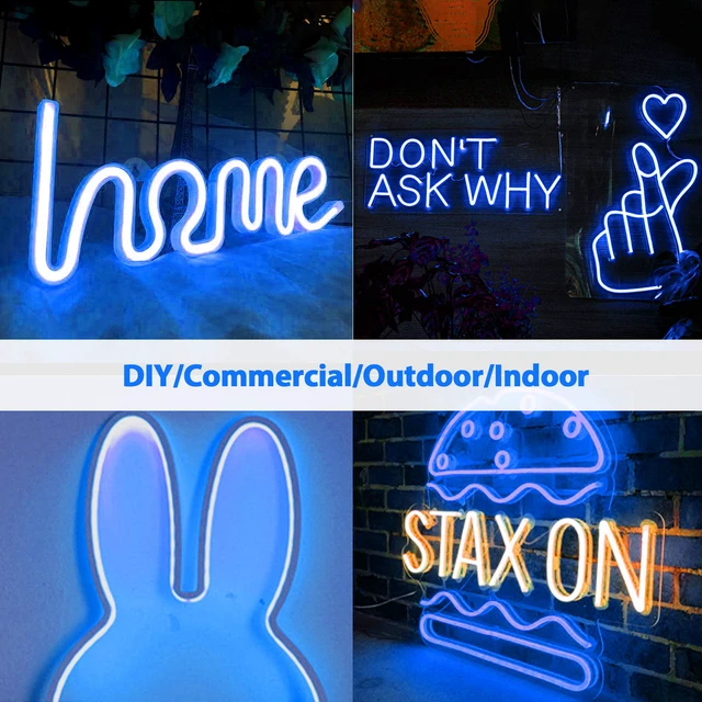 Alt view image 4 of 6 - LED Strip Lights, Blue Neon Rope, 0.39in/Cut DIY, 16.4ft, 12V Waterproof, Silicone Flexible, Connectable for Bedroom, Cabinet, Commercial Sign Decor, 6mm Wide, Not Included Power Adapter