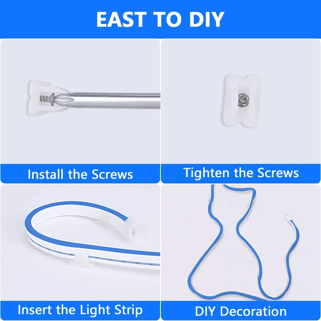 Alt view image 6 of 6 - LED Strip Lights, Blue Neon Rope, 0.39in/Cut DIY, 16.4ft, 12V Waterproof, Silicone Flexible, Connectable for Bedroom, Cabinet, Commercial Sign Decor, 6mm Wide, Not Included Power Adapter