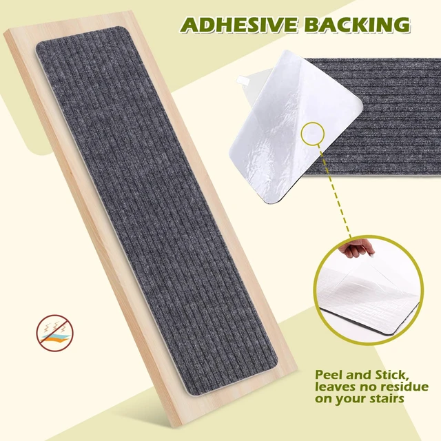 Alt view image 5 of 7 - Stair Treads Non-Slip 16 Pack 8"x30" - Carpet Stair Runner for Indoor Wooden Steps with TPE Backing & Anti-Skid Surface, Reusable Adhesive Safety Rug for Kids/Elder/Pet-Friendly - Grey
