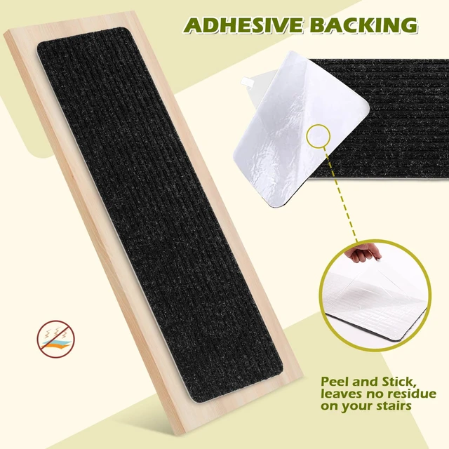 Alt view image 5 of 7 - Carpet Stair Treads for Wooden Steps Non-Slip Indoor 16pcs 8x30inch Stair Treads Carpet Anti Slip for Dogs, Elders, Kids Stair Runners for Wooden Steps Stair Pads Mats Covers Pads, Black