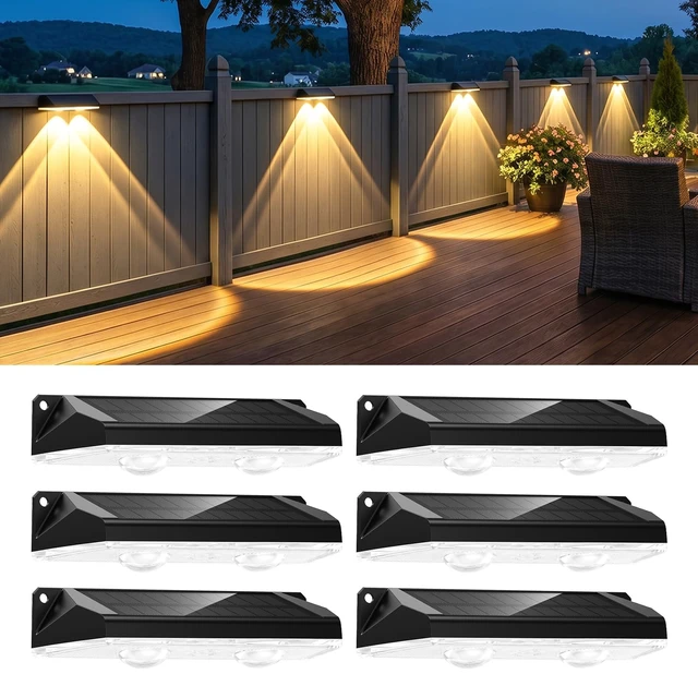 Main image of 8 Pack Solar Fence Lights Outdoor, 3000/4000/6000K/RGB 12 Modes Fence Lights Solar Powered, 11 Colors, IP65 Waterproof, for Outside Backyard, Deck, Step, Wall, Yard, Patio, Pool, Railing
