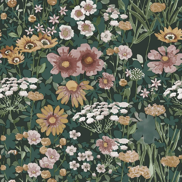 Main image of Vintage Floral Peel and Stick Wallpaper Boho Daisy Wallpaper 16.9inx393.7in Self Adhesive Floral Contact Paper for Bedroom Living Room Accent Wall Decor Removable