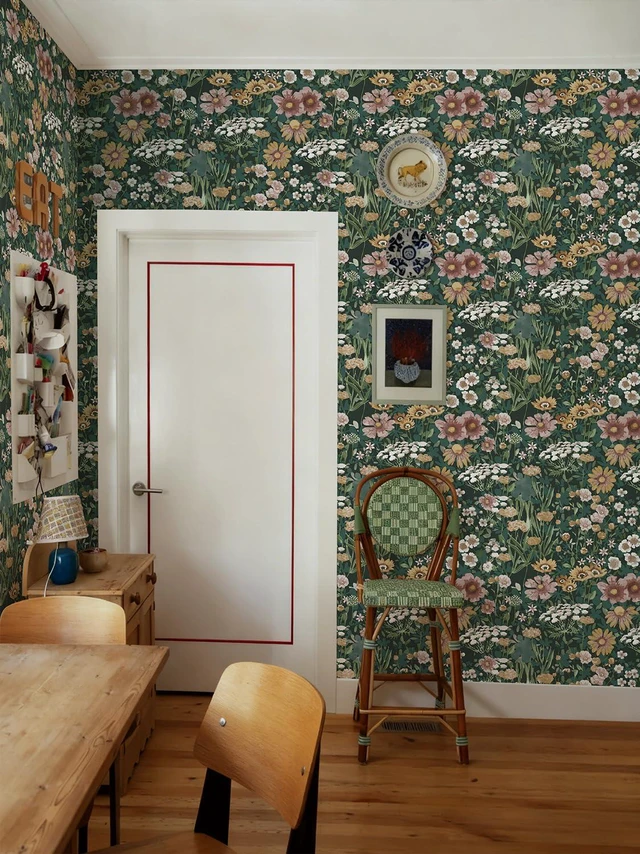 Alt view image 4 of 7 - Vintage Floral Peel and Stick Wallpaper Boho Daisy Wallpaper 16.9inx393.7in Self Adhesive Floral Contact Paper for Bedroom Living Room Accent Wall Decor Removable