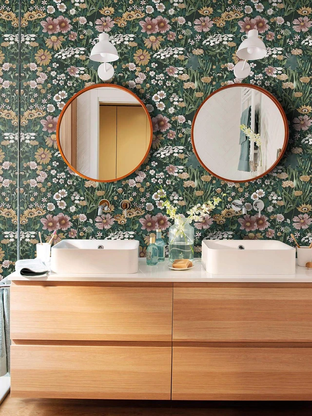 Alt view image 6 of 7 - Vintage Floral Peel and Stick Wallpaper Boho Daisy Wallpaper 16.9inx393.7in Self Adhesive Floral Contact Paper for Bedroom Living Room Accent Wall Decor Removable