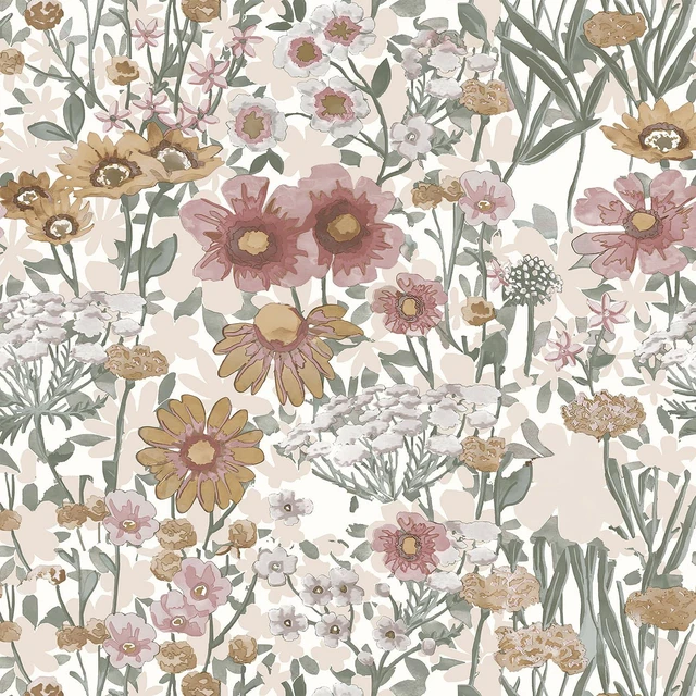 Main image of Peel and Stick Wallpaper Daisy Floral Wallpaper 16.9in x393.7in Boho Floral Contact Paper Self Adhesive Removable Wall Paper for Bedroom Living Room Decor Vinyl Roll