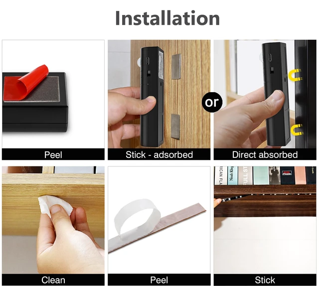 Alt view image 5 of 6 - Rechargeable Motion Sensor Strip Light, Warmwhite LED Closet Lights Upgraded Battery Operated LED Strip Light for Wardrobe,Stair,Pantry,Cabinet,Cupboard,Bed,Locker,2700K,Black,6.56ft,2 Pack