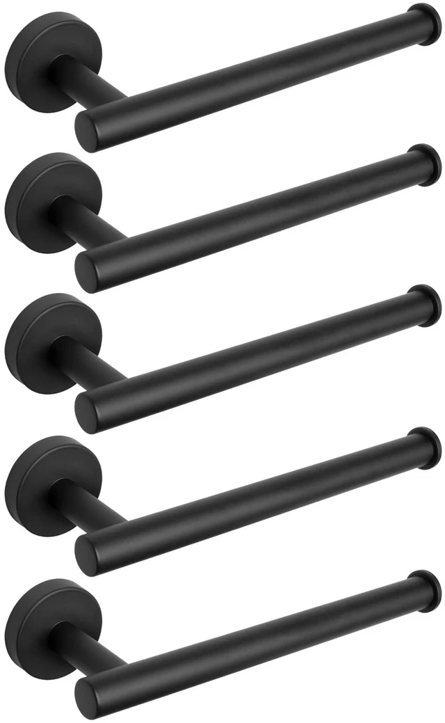 Main image of Hand Towel Holder/Towel Ring, Thicken Stainless Steel Hand Towel Bar for Bathroom, Rustproof Wall Mounted Towel Rack, Contemporary Style Bath Accessories, 9 Inch (5 Pack, Matte Black)